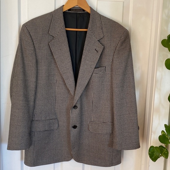 Marks & Spencer Cashmere Wool Black and White Houndstooth Blazer Short classic - Picture 1 of 16
